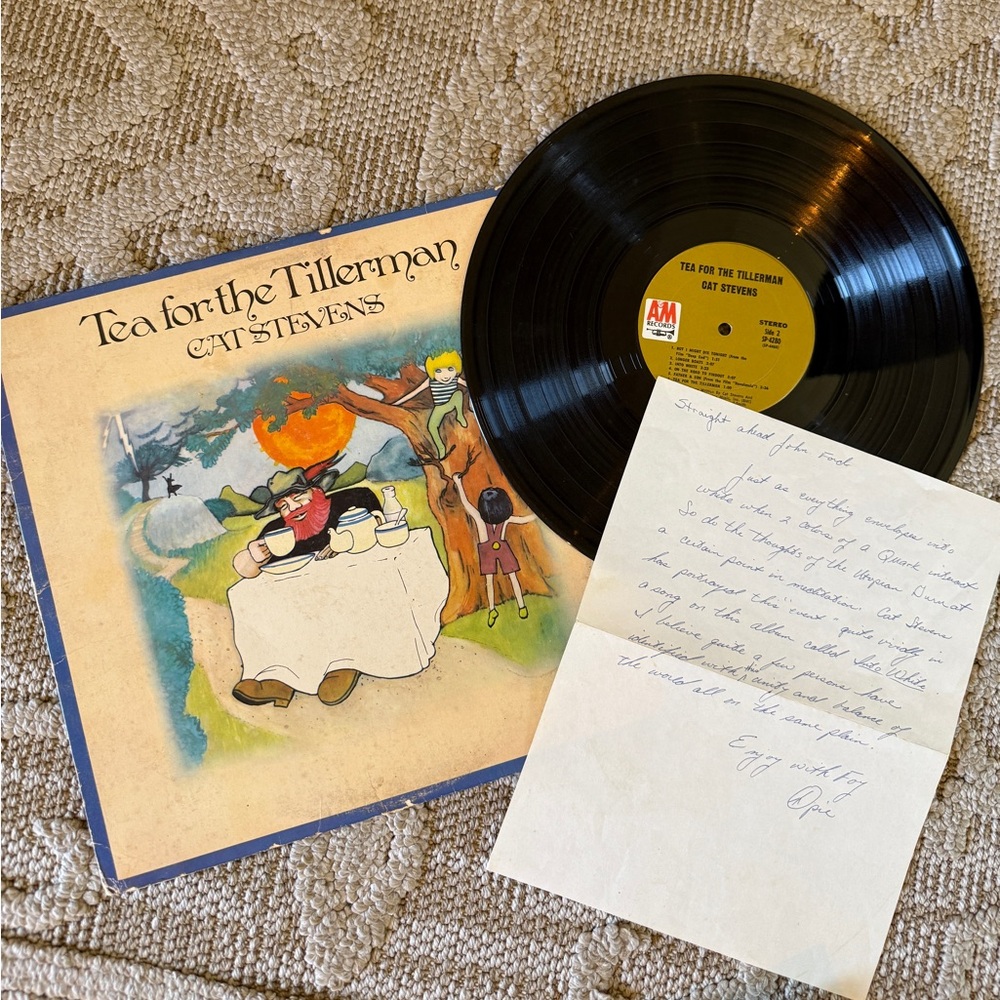 Vintage Cat Stevens "Tea for the Tillerman" Vinyl LP - Yellow Label with letter